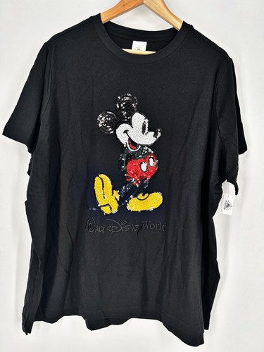 Walt Disney World Parks Mickey Mouse Black Colored Sequin Shirt Sz 1X NWT
