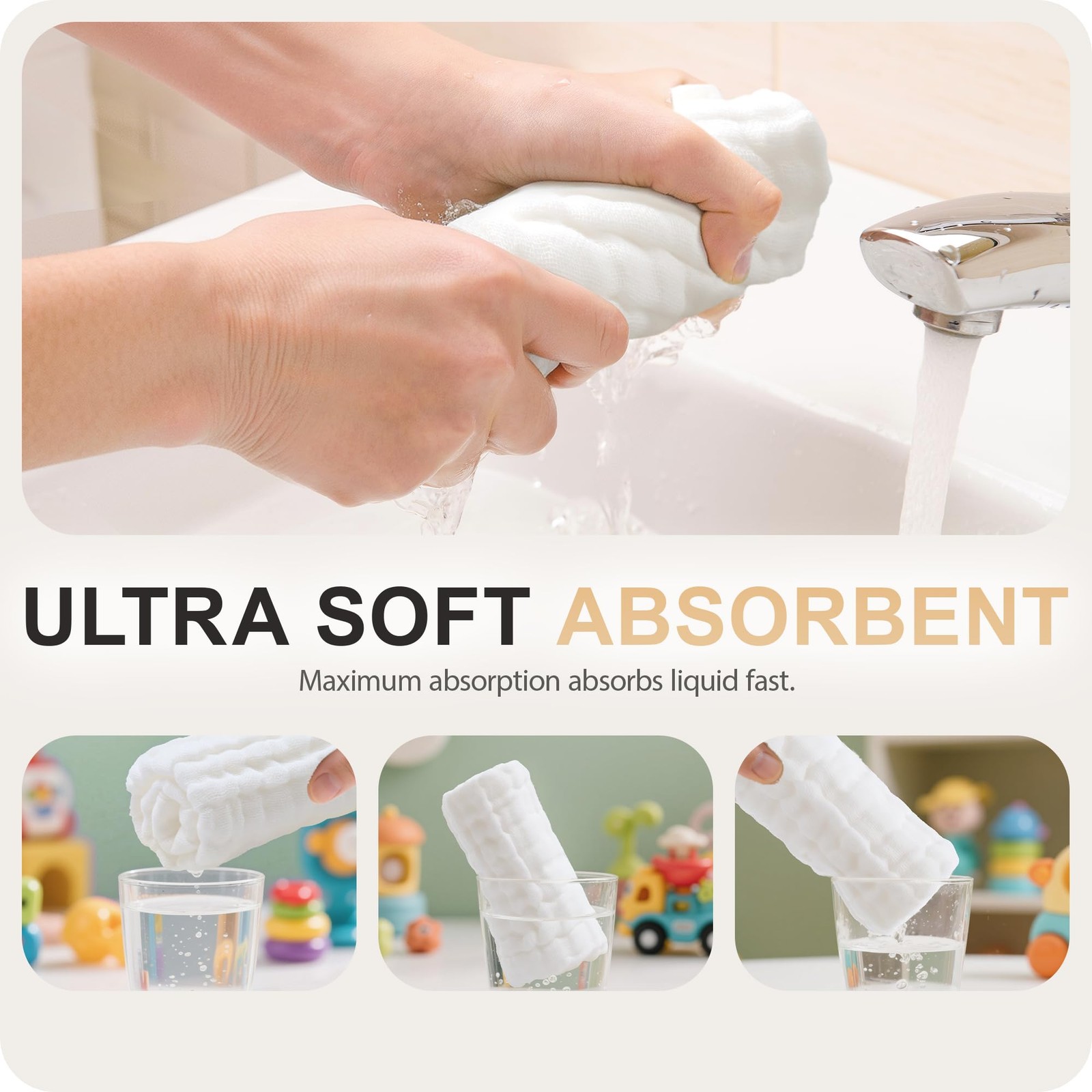 Cuddle Campus Baby Washcloths 6 Packs, Muslin Washcloths Baby,Cotton Burp