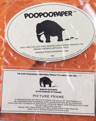 NEW PooPooPaper 4x6 Picture Frame Orange & Black Real Elephant Poop Odorless - Picture 6 of 9