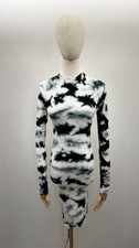 PrettyLittleThing Black White Tie Dye Ribbed Midi Dress Size S