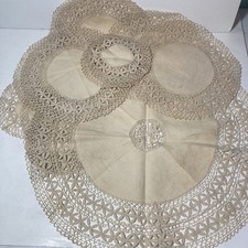 Lace Doilies Vtg Lot of 13 Cottage Core French Country 3 Sizes Ecru beige