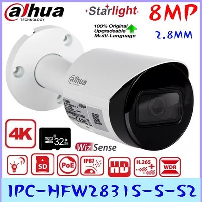 Dahua IPC-HFW2831S-S-S2 4K 8MP Kugel IP Kamera Sternlicht PoE IR30m H.265 + IP67