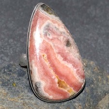 925 Silver Plated Rhodochrosite Ring Handmade Jewelry Size US 8.5 GW