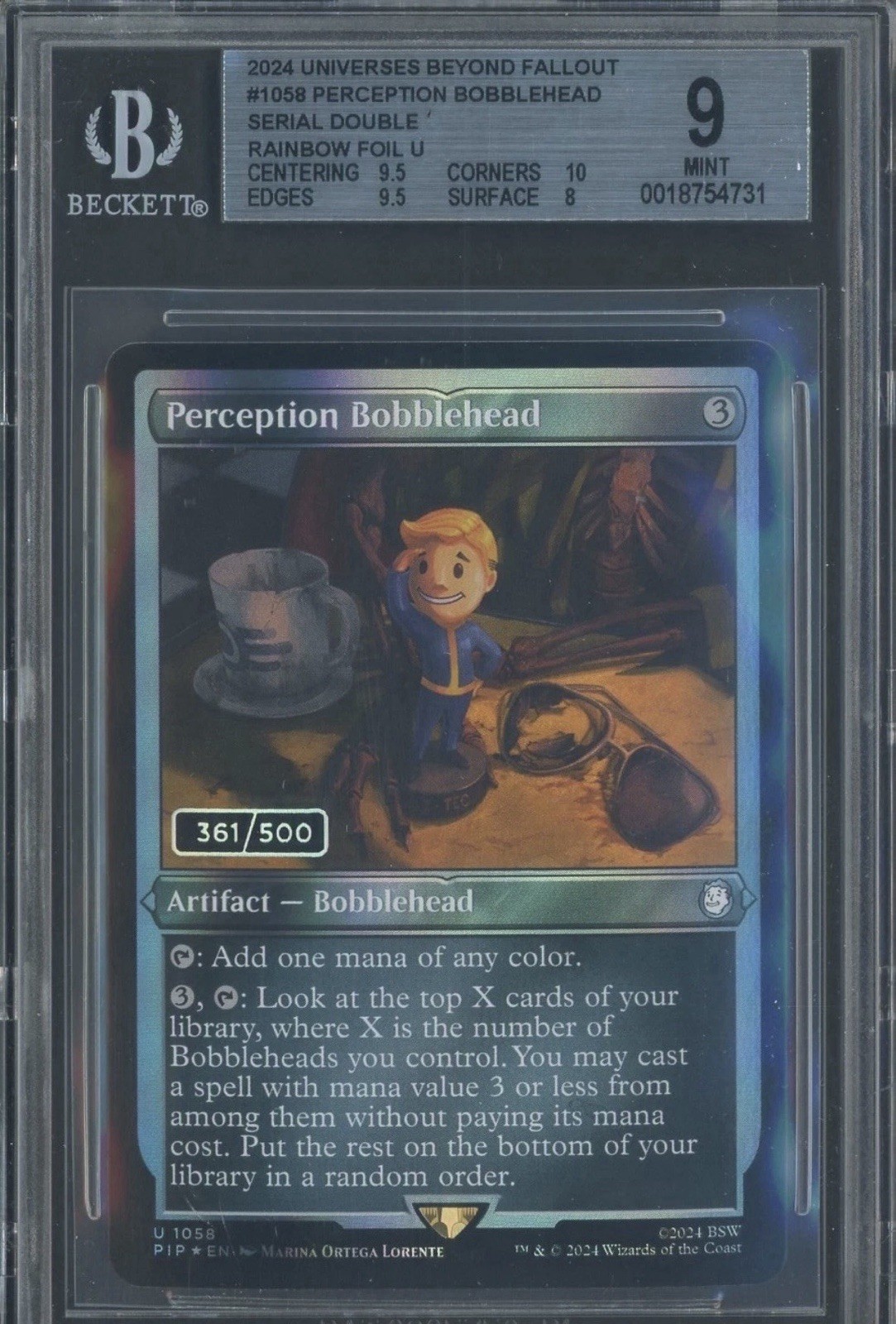 2024 MTG Universes Beyond Fallout Perception Bobblehead Serial /500 Foil BGS 9