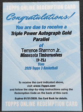 Terrence Shannon Jr. 2025-26 Topps Three /10 Auto Gold Triple Power Redemption
