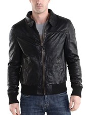New Mens Leather Jacket real lambskin coat biker motorcycle racer cafe Slim M758