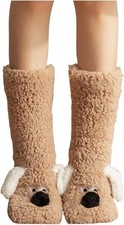 3D Dog Thicken Fleece Lined Socks Women Girls Winter Warm Cozy Slipper Socks