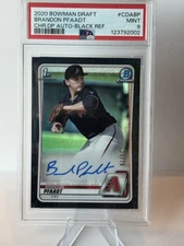 2020 Bowman 1st Bowman Auto Black 32/75 Brandon Pfaadt Color Match # Match PSA 9