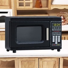 1/12 Scale Wooden Miniature Microwave Realistic Black Appliance For Dollhouses