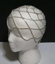 Rhinestone Mesh Headpiece Wedding Head Chain Cap Luxury Hair Accessory Crystal