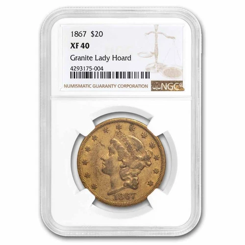 1867 $20 Liberty Gold Double Eagle XF-40 NGC