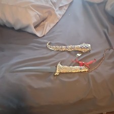 Ornate Curved Stainless Steel Dagger, Metal Handle, Hidden Tang, Repro