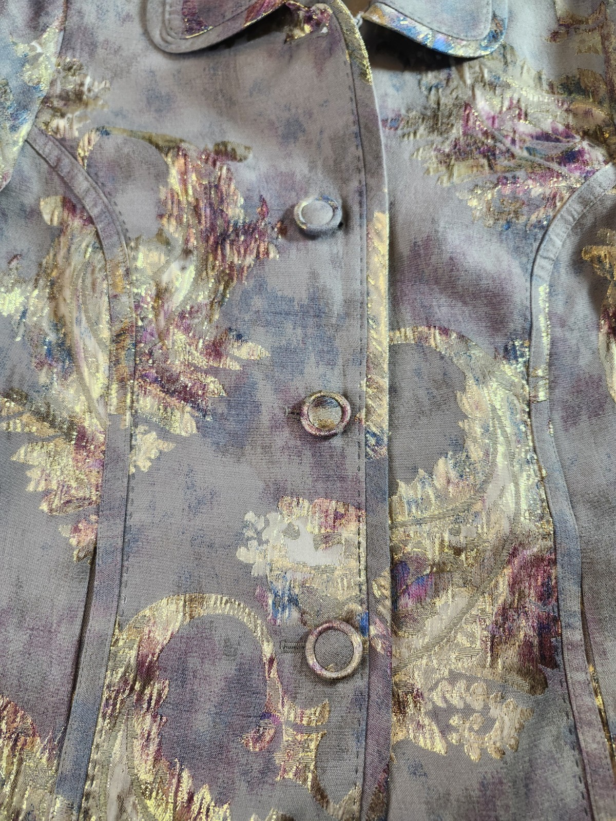 Chico’s Multicolor Jacket Blazer Button-Up Metall… - image 3