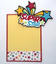 Premade Pieced Title and Sewn Mat for Scrapbook, Super Star, School, Kids  Teen