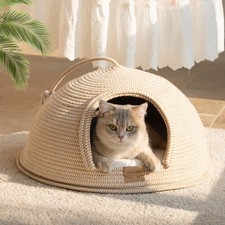 Cat Cave Bed for Indoor Cats, 3 in 1 Cat House with Washable Cushion and Ball...