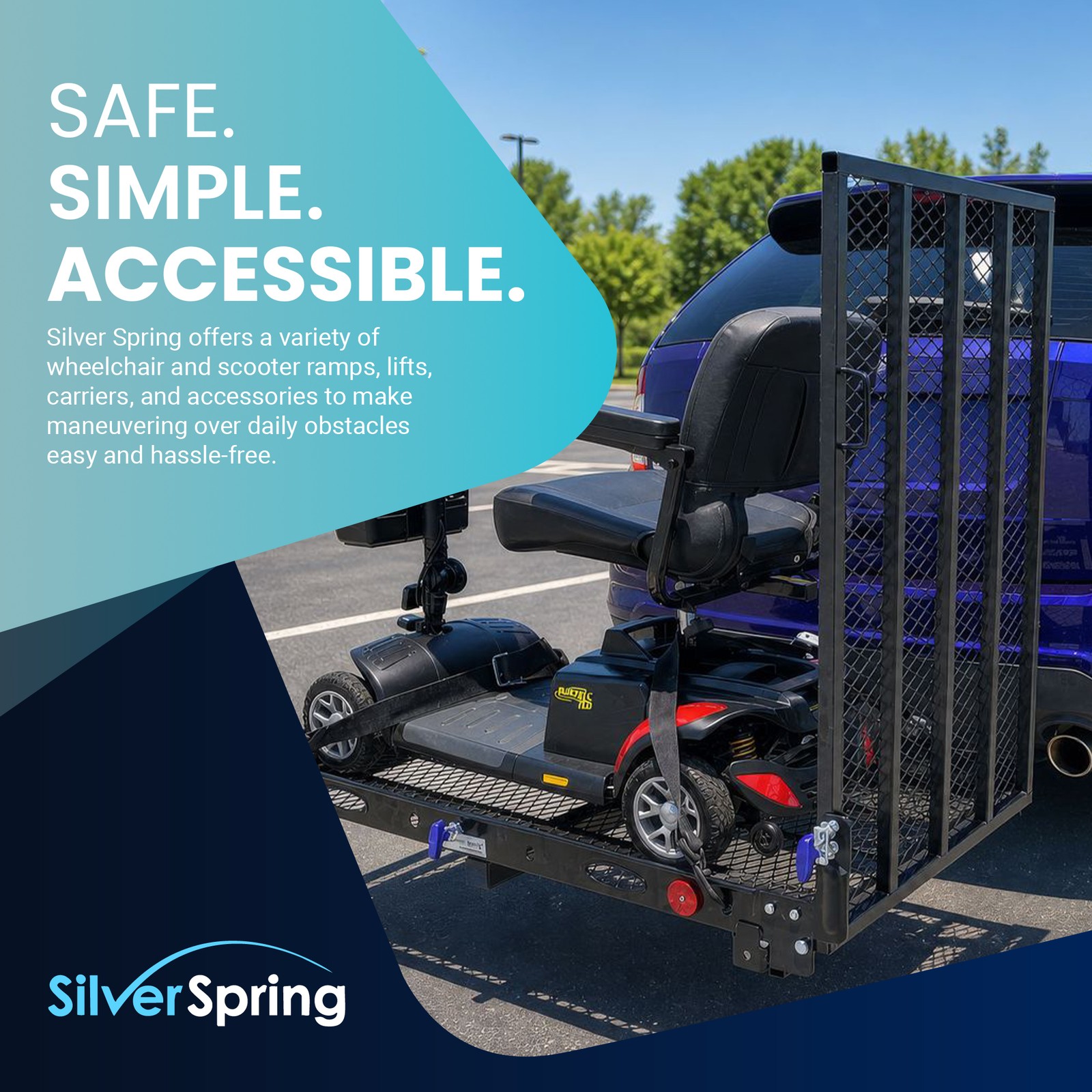Silver Spring Folding Scooter/Wheelchair Carrier w/Ramp & Hitch Mount (Open Box)