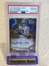 2023 Bowman U Best Will Howard Best Of 2023 Gold Autograph/50 PSA 10