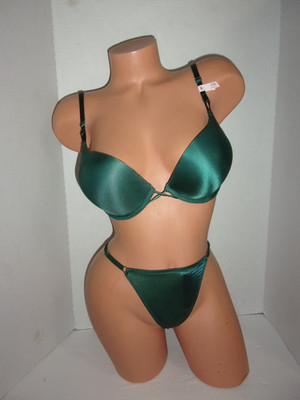 Victoria's Secret Green Bombshell +2 Cups Bra & V-String 34B/M