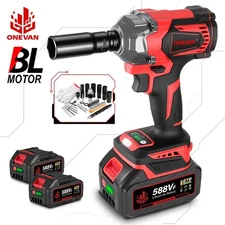 1200Nm 1/2'' Cordless Impact Wrench Gun Electric High Power Driver w/ 2 Battery