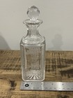 Vintage Early American Square Decanter Etched Fern Design With Diamond Stopper — photo 3