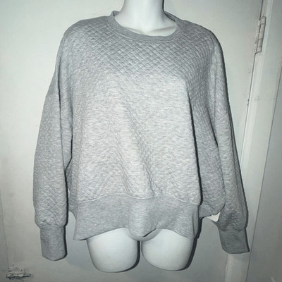 EBB & FLOW Cozy Grey Quilted Relaxed Fit Sweatshirt-M NWT!
