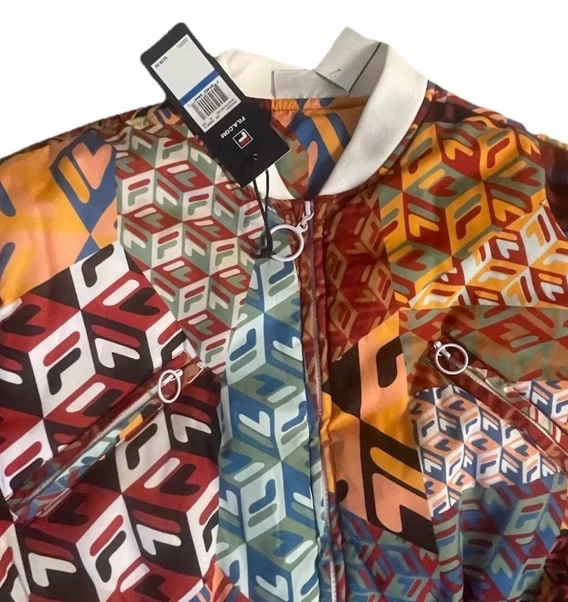 FILA Joanna Allover Print Long Puffer Coat Women’s XL NWT Full Zip Winter Jacket - Image 2 of 4