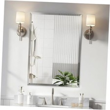 Beveled Edge Mirror 20x28 Inch Frameless Rectangle Bathroom 20"L x 28"W Glass