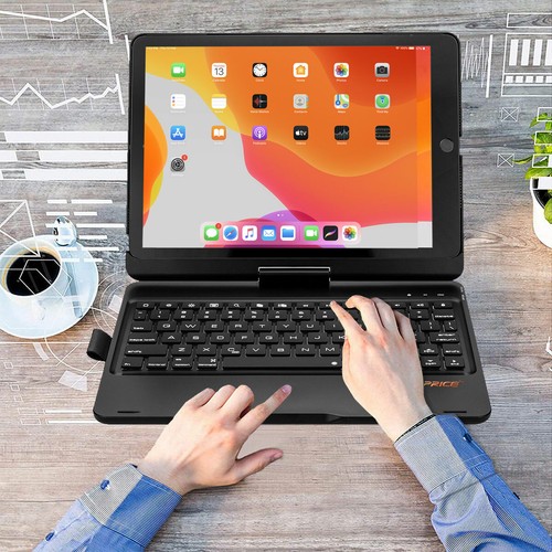 Auto Sleep/Wake- iPad 7th 10.2" Case with Detachable Bluetooth Keyboard + Glass - Picture 8 of 10