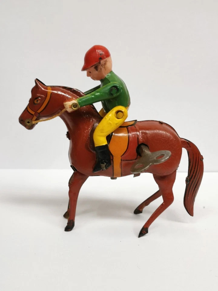 JOCKEY TROTTEUR le Véritable Jouet mécanique à clé ancien . vintage toy en tôle - Photo 4/4