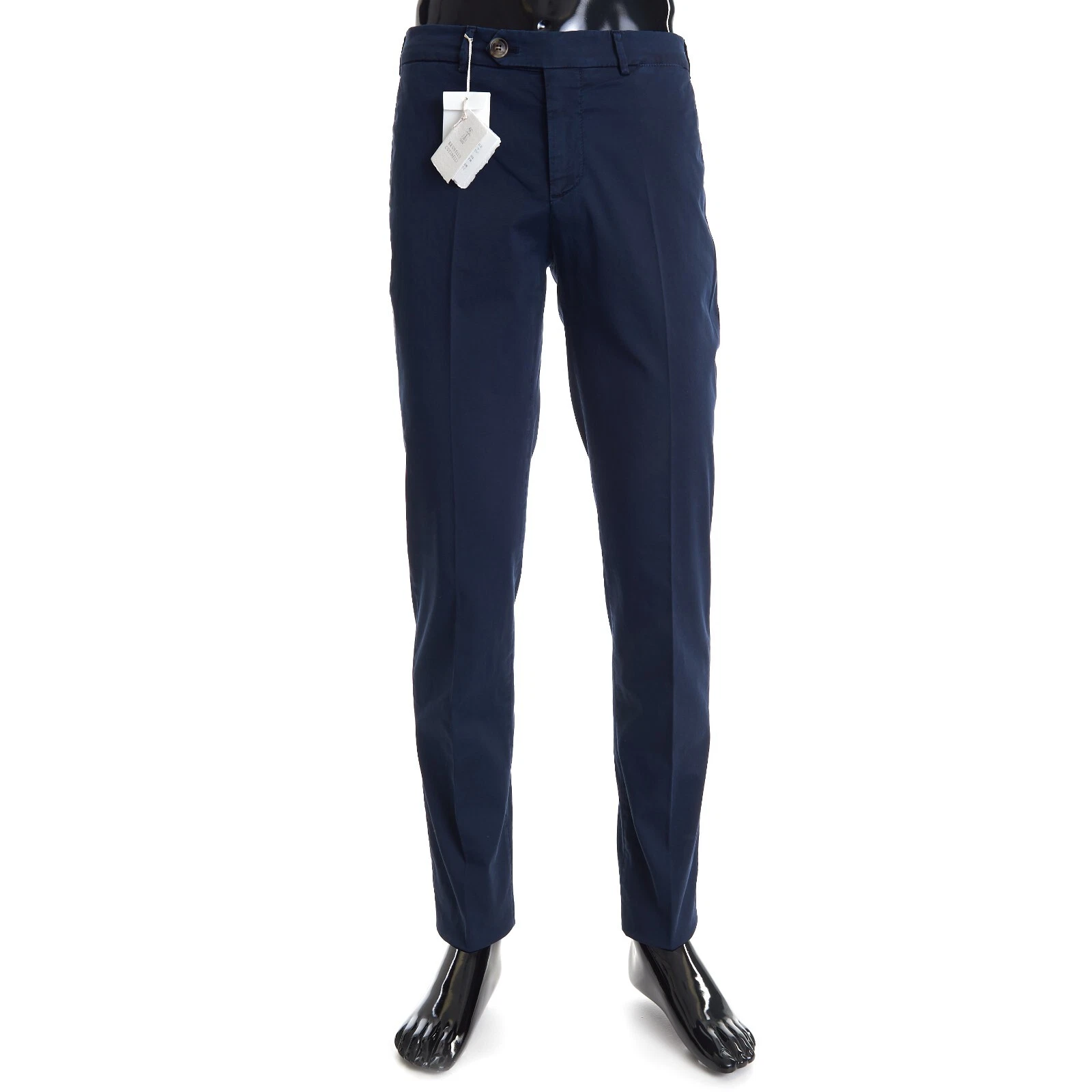 Brunello Cucinelli — BRUNELLO CUCINELLI 595$ Navy Blue Italian Fit Trousers - Pima Cotton Gabardine
