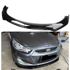 Glossy Black Front Bumper Lip Splitter Spoiler Dual-Layer For Hyundai Accent