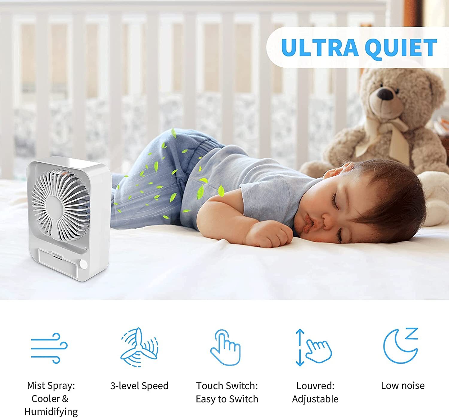 Mist Fan Mini Mist Humidifier Fan Portable USB Rechargeable Misting