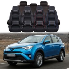 Leather 5 Seat Covers Front Rear Cushion Soft Full Set For Toyota Rav4 Hybrid Leather 5 Seat Covers Front Rear Cushion Soft Full Set For Toyota Rav4 Hybrid