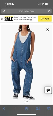 We the Free People High Roller Overalls Sapphire Blue S NWT