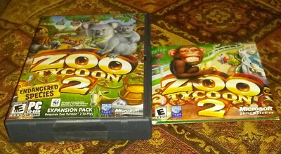 Zoo Tycoon 2 PC Game w/ bonus DVD & Endangered Species Expansion Pack Cd Rom