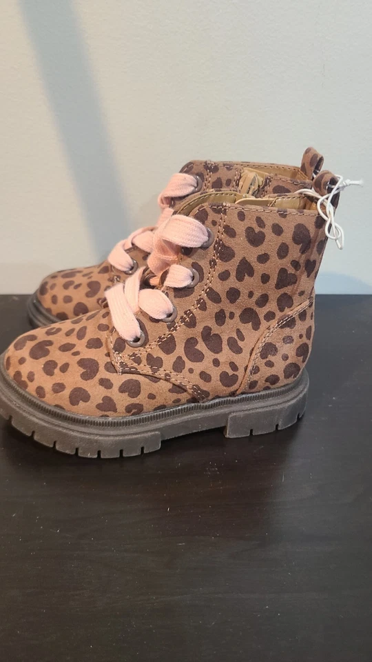 Botas de Combate Cat & Jack Niñas Pequeñas Talla 8 Amaya Cremallera Con Cordones Marrón Nuevas Foto 3 de 4