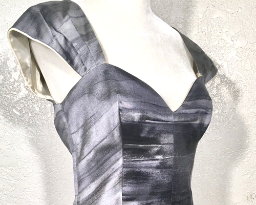 PRADA Kleid Vintage grau SEIDE Muster wunderschön Unikat 50er Jahre Vibe Gr. 4-6 - Bild 5 von 10