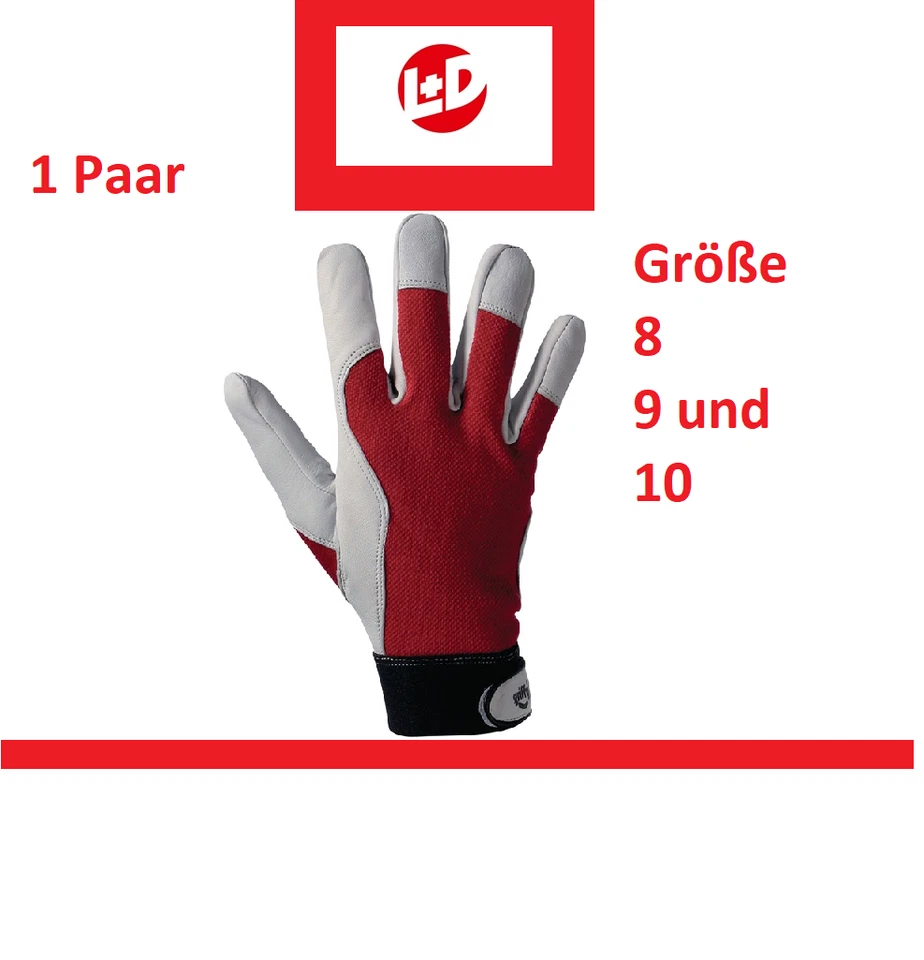 LEIPOLD+DÖHLE 1 Paar Handschuhe Griffy von L+D in Gr.8,9 oder 10 aus Ziegennappaleder rot