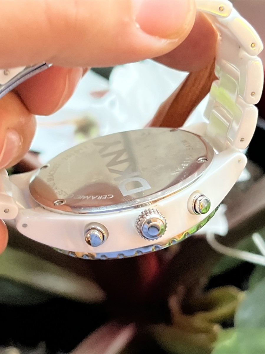 【中古】DICLASSEディクラッセ　finkeフィンケ　白ホワイトリモコン付き DKNY NY8187 Women Ladies Round Chronograph White Ceramic Watch