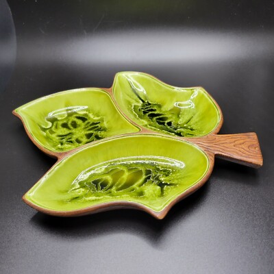 Vintage Treasure Craft USA Leaf Design Ceramic Divided Serving