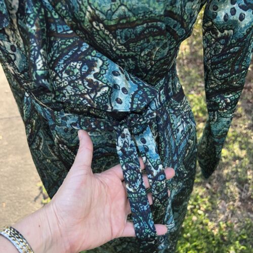 Antonio Melani Teal Multi Wrap Dress Knee Length Size 4 Lined - Picture 3 of 11