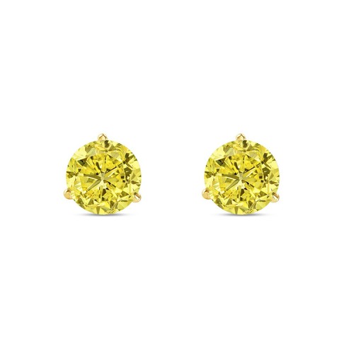 5.50 Ct Round Cut Canary Earrings Studs Solid 14K Yellow Gold Push Back Martini - Picture 2 of 3