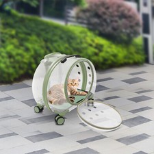 Transparent  Breathable Hard Cat Carrier W/ 4 Rolling Wheels For Traveling