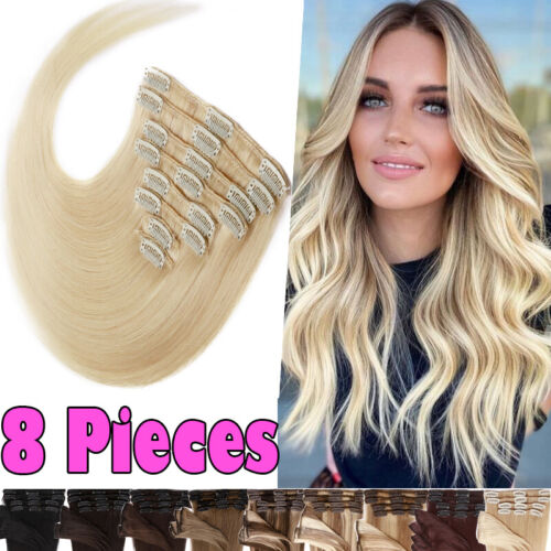 Hot Sale Clip In Remy Human Hair Extensions Full Head Hair Extension 16 18  20 in | eBay