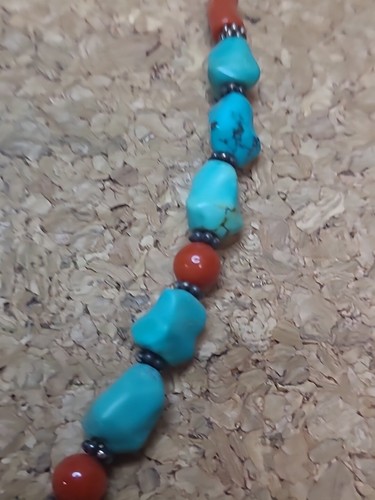 Collar de 16" de plata de ley de colección - cadena trozo turquesa con cierre de serpiente - Imagen 13 de 19