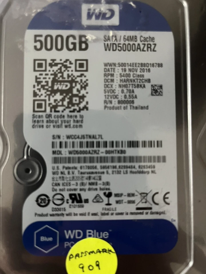 Western Digital WD5000AZRZ Blue 500GB SATA 64MB Cache 5400 RPM WD Blue NEW - Image 2 of 3