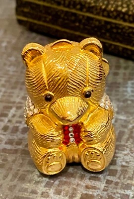 Judith Leiber Vintage Teddy Bear Pillbox Trinket Pristine No Missing Crystals - Picture 1 of 4