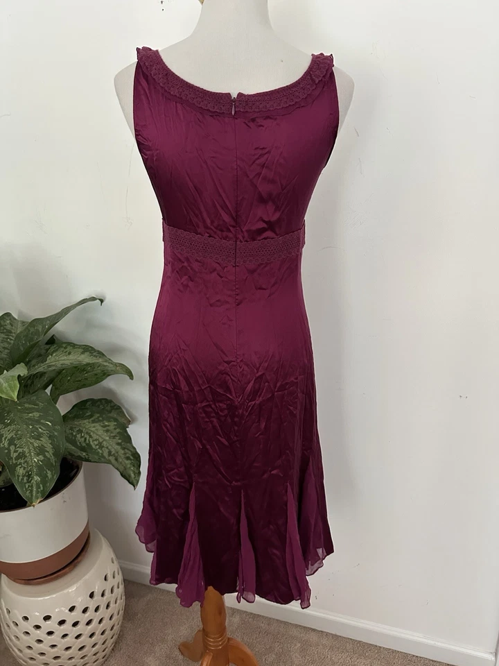 Vestido Antonio Melani Bayas de Seda Talla 6 Encaje y Gasa Ribete Foto 2 de 4