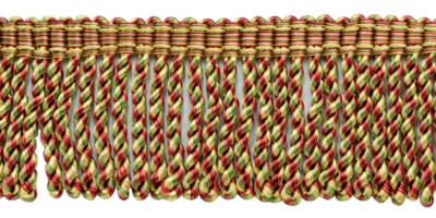 Brick Dust, Alpine Green, Beachwood 3'' Bullion Fringe Trim/Style # BFS3/18 Yards