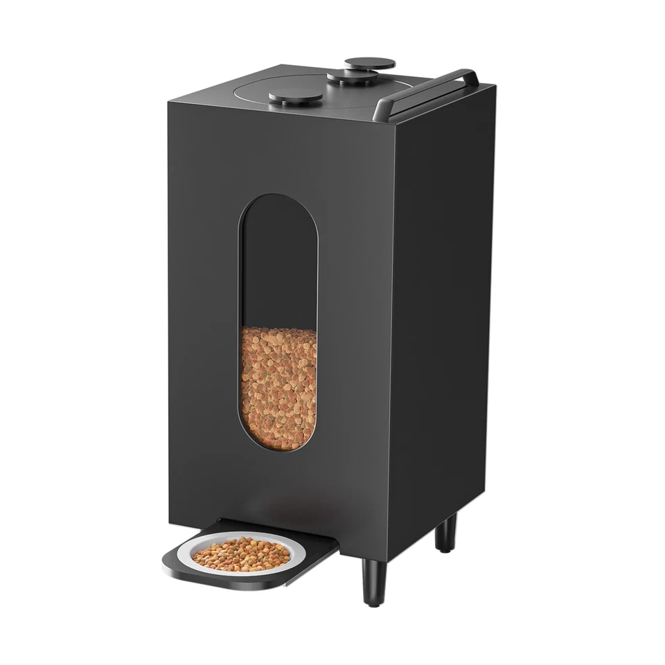 Trockenfutterspender Schwarz 20L Katze Hund Futterspender Futterautomat Schale - Bild 3 von 4